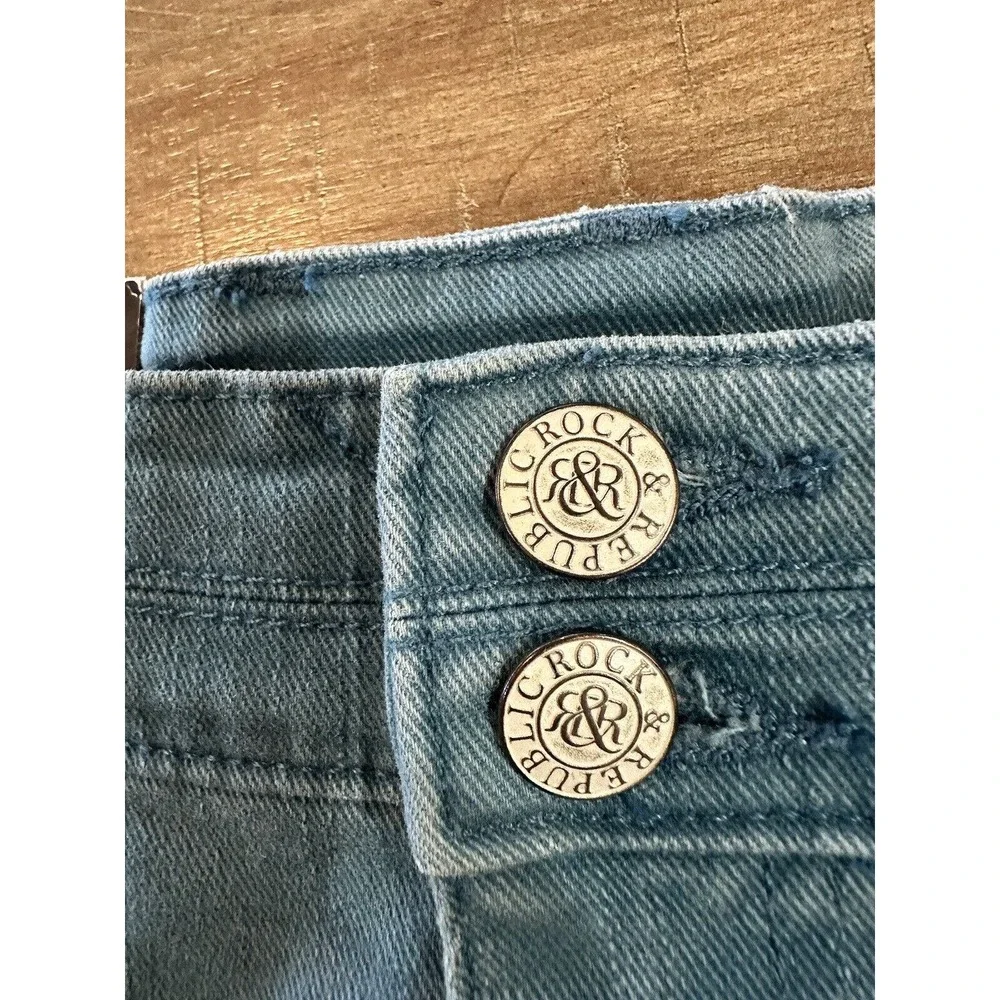 NWT Rock & Republic Bonnaroo Jean Shorts Size 14 Teal Blue Denim 4